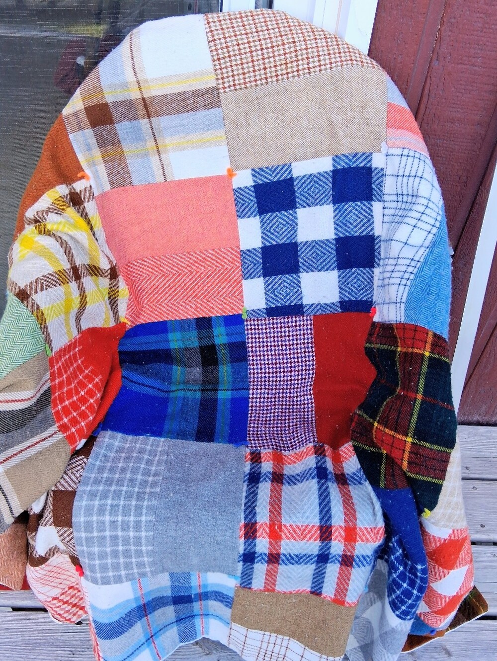 62 " X 46" Classic Handmade Tartan and Tweed Plaid and Textured Blanket/Throw